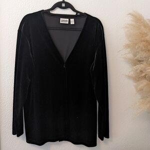 Vintage Black Velvet Cardigan / Jacket